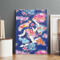 Hawaiian and Japanese Culture Together Canvas Wall Art Hawaiian Archipelago Shape Sea Animals