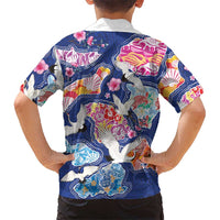 Hawaiian and Japanese Culture Together Family Matching Off The Shoulder Long Sleeve Dress and Hawaiian Shirt Hawaiian Archipelago Shape Sea Animals LT03 - Polynesian Pride