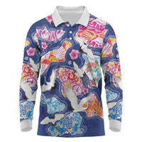 Hawaiian and Japanese Culture Together Long Sleeve Polo Shirt Hawaiian Archipelago Shape Sea Animals LT03 Multicolor - Polynesian Pride