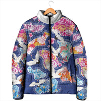 Hawaiian and Japanese Culture Together Padded Jacket Hawaiian Archipelago Shape Sea Animals LT03 - Polynesian Pride