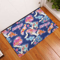 Hawaiian and Japanese Culture Together Rubber Doormat Hawaiian Archipelago Shape Sea Animals