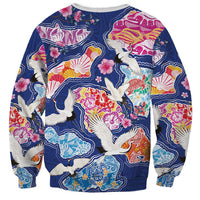 Hawaiian and Japanese Culture Together Sweatshirt Hawaiian Archipelago Shape Sea Animals
