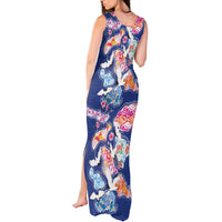 Hawaiian and Japanese Culture Together Tank Maxi Dress Hawaiian Archipelago Shape Sea Animals