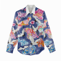 Hawaiian and Japanese Culture Together Women Casual Shirt Hawaiian Archipelago Shape Sea Animals LT03 - Polynesian Pride