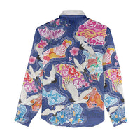 Hawaiian and Japanese Culture Together Women Casual Shirt Hawaiian Archipelago Shape Sea Animals LT03 - Polynesian Pride