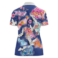 Hawaiian and Japanese Culture Together Women Polo Shirt Hawaiian Archipelago Shape Sea Animals LT03 - Polynesian Pride