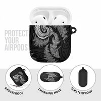 New Zealand Sea Animals with Maori Tribal Tattoo AirPods Case Shark Manta Ray with Silver Fern Black LT03 - Polynesian Pride