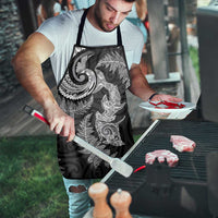 New Zealand Sea Animals with Maori Tribal Tattoo Apron Shark Manta Ray with Silver Fern Black LT03 - Polynesian Pride