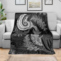 New Zealand Sea Animals with Maori Tribal Tattoo Blanket Shark Manta Ray with Silver Fern Black LT03 - Polynesian Pride