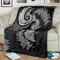 New Zealand Sea Animals with Maori Tribal Tattoo Blanket Shark Manta Ray with Silver Fern Black LT03 - Polynesian Pride