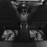 New Zealand Sea Animals with Maori Tribal Tattoo Car Mats Shark Manta Ray with Silver Fern Black LT03 Set 2pcs - Back Black - Polynesian Pride