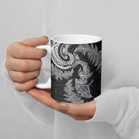 New Zealand Sea Animals with Maori Tribal Tattoo Ceramic Mug Shark Manta Ray with Silver Fern Black LT03 - Polynesian Pride