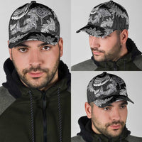 New Zealand Sea Animals with Maori Tribal Tattoo Classic Cap Shark Manta Ray with Silver Fern Black LT03 - Polynesian Pride
