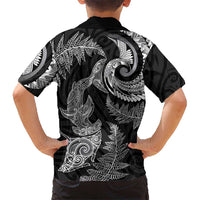 New Zealand Sea Animals with Maori Tribal Tattoo Hawaiian Shirt Shark Manta Ray with Silver Fern Black LT03 - Polynesian Pride
