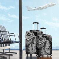 New Zealand Sea Animals with Maori Tribal Tattoo Luggage Cover Shark Manta Ray with Silver Fern Black LT03 - Polynesian Pride