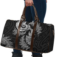 New Zealand Sea Animals with Maori Tribal Tattoo Travel Bag Shark Manta Ray with Silver Fern Black LT03 - Polynesian Pride
