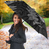 New Zealand Sea Animals with Maori Tribal Tattoo Umbrella Shark Manta Ray with Silver Fern Black LT03 - Polynesian Pride