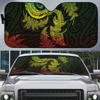 New Zealand Sea Animals with Maori Tribal Tattoo Auto Sun Shade Shark Manta Ray with Silver Fern Reggae LT03 Reggae - Polynesian Pride