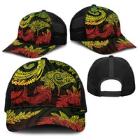 New Zealand Sea Animals with Maori Tribal Tattoo Baseball Net Cap Shark Manta Ray with Silver Fern Reggae LT03 - Polynesian Pride