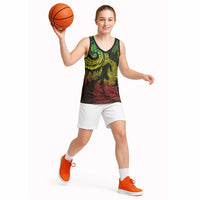 New Zealand Sea Animals with Maori Tribal Tattoo Basketball Jersey Shark Manta Ray with Silver Fern Reggae LT03 - Polynesian Pride