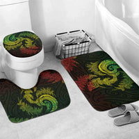 New Zealand Sea Animals with Maori Tribal Tattoo Bathroom Set Shark Manta Ray with Silver Fern Reggae LT03 Mat Set Only (3 pcs) One Size Reggae - Polynesian Pride
