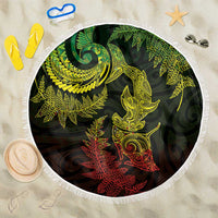 New Zealand Sea Animals with Maori Tribal Tattoo Beach Blanket Shark Manta Ray with Silver Fern Reggae LT03 One Size 150cm Reggae - Polynesian Pride