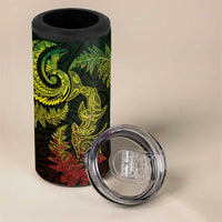 New Zealand Sea Animals with Maori Tribal Tattoo 4 in 1 Can Cooler Tumbler Shark Manta Ray with Silver Fern Reggae LT03 - Polynesian Pride