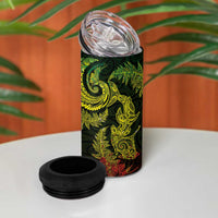 New Zealand Sea Animals with Maori Tribal Tattoo 4 in 1 Can Cooler Tumbler Shark Manta Ray with Silver Fern Reggae LT03 - Polynesian Pride
