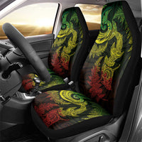 New Zealand Sea Animals with Maori Tribal Tattoo Car Seat Cover Shark Manta Ray with Silver Fern Reggae LT03 - Polynesian Pride
