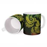 New Zealand Sea Animals with Maori Tribal Tattoo Ceramic Mug Shark Manta Ray with Silver Fern Reggae LT03 - Polynesian Pride