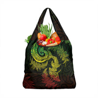 New Zealand Sea Animals with Maori Tribal Tattoo Grocery Bag Shark Manta Ray with Silver Fern Reggae LT03 1-pack One Size Reggae - Polynesian Pride