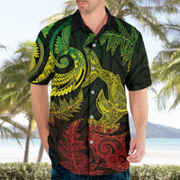 New Zealand Sea Animals with Maori Tribal Tattoo Hawaiian Shirt Shark Manta Ray with Silver Fern Reggae LT03 - Polynesian Pride