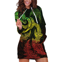 New Zealand Sea Animals with Maori Tribal Tattoo Hoodie Dress Shark Manta Ray with Silver Fern Reggae LT03 Reggae - Polynesian Pride