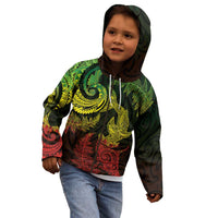 New Zealand Sea Animals with Maori Tribal Tattoo Kid Hoodie Shark Manta Ray with Silver Fern Reggae LT03 - Polynesian Pride