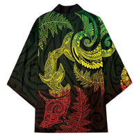 New Zealand Sea Animals with Maori Tribal Tattoo Kimono Shark Manta Ray with Silver Fern Reggae LT03 - Polynesian Pride
