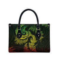 New Zealand Sea Animals with Maori Tribal Tattoo Leather Bag Shark Manta Ray with Silver Fern Reggae LT03 - Polynesian Pride