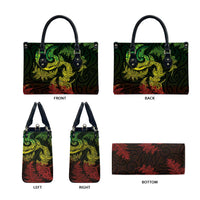 New Zealand Sea Animals with Maori Tribal Tattoo Leather Bag Shark Manta Ray with Silver Fern Reggae LT03 - Polynesian Pride