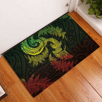 New Zealand Sea Animals with Maori Tribal Tattoo Rubber Doormat Shark Manta Ray with Silver Fern Reggae LT03 - Polynesian Pride