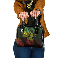 New Zealand Sea Animals with Maori Tribal Tattoo Shoulder Handbag Shark Manta Ray with Silver Fern Reggae LT03 One Size Reggae - Polynesian Pride