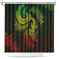 New Zealand Sea Animals with Maori Tribal Tattoo Shower Curtain Shark Manta Ray with Silver Fern Reggae LT03 Reggae - Polynesian Pride