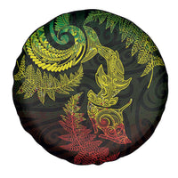 New Zealand Sea Animals with Maori Tribal Tattoo Spare Tire Cover Shark Manta Ray with Silver Fern Reggae LT03 - Polynesian Pride