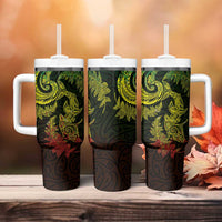 New Zealand Sea Animals with Maori Tribal Tattoo Tumbler With Handle Shark Manta Ray with Silver Fern Reggae LT03 - Polynesian Pride