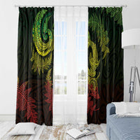 New Zealand Sea Animals with Maori Tribal Tattoo Window Curtain Shark Manta Ray with Silver Fern Reggae LT03 - Polynesian Pride