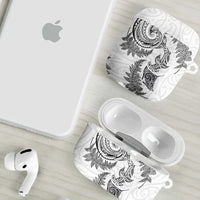 New Zealand Sea Animals with Maori Tribal Tattoo AirPods Case Shark Manta Ray with Silver Fern White LT03 - Polynesian Pride