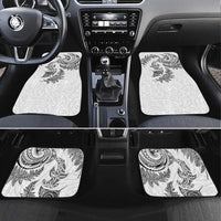 New Zealand Sea Animals with Maori Tribal Tattoo Car Mats Shark Manta Ray with Silver Fern White LT03 Set 4pcs White - Polynesian Pride