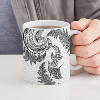 New Zealand Sea Animals with Maori Tribal Tattoo Ceramic Mug Shark Manta Ray with Silver Fern White LT03 - Polynesian Pride