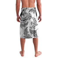 New Zealand Sea Animals with Maori Tribal Tattoo Lavalava Shark Manta Ray with Silver Fern White LT03 - Polynesian Pride