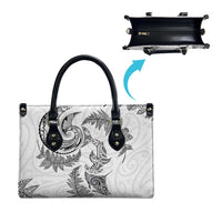 New Zealand Sea Animals with Maori Tribal Tattoo Leather Bag Shark Manta Ray with Silver Fern White LT03 - Polynesian Pride