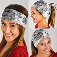 New Zealand Sea Animals with Maori Tribal Tattoo Neck Gaiter Shark Manta Ray with Silver Fern White LT03 - Polynesian Pride