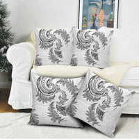 New Zealand Sea Animals with Maori Tribal Tattoo Pillow Cover Shark Manta Ray with Silver Fern White LT03 - Polynesian Pride